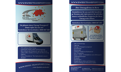 Logodesign SWISS TRANSPORT GMBH Flyer